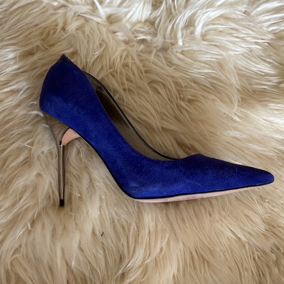 Sam Edelman blue heels with silver stiletto heel - Picture 4 of 8